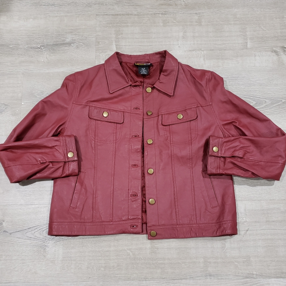 Leather Jacket  Red Leather Metro Style